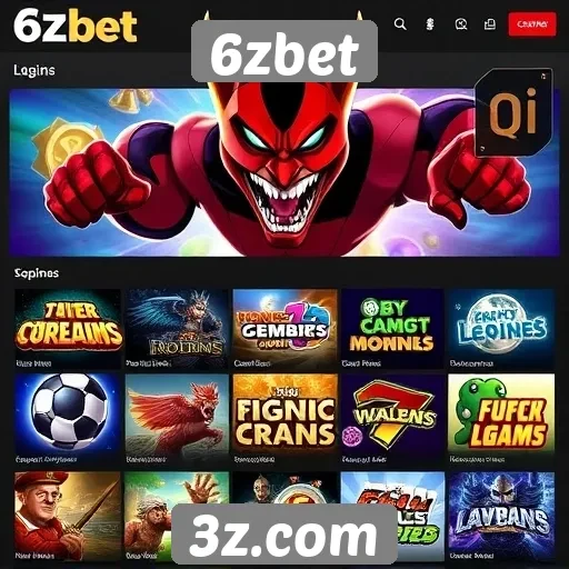 Variedade de jogos disponíveis na 6zbet